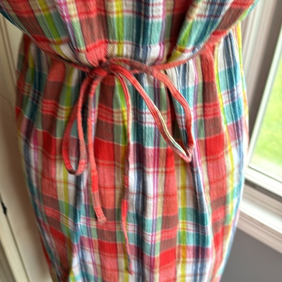 Eddie Bauer 100%‎ Cotton Plaid Tie Waist Sleeveless Dress - Picture 5 of 11